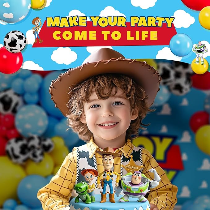 ALL-IN-1 Toy Story Balloons Arch Kit for It's A Boy Story Baby Shower Decorations – Toy Story Balloon Garland Kit with Cloud & Cow Toys Story Balloons for First Toys Story Birthday Party Supplies