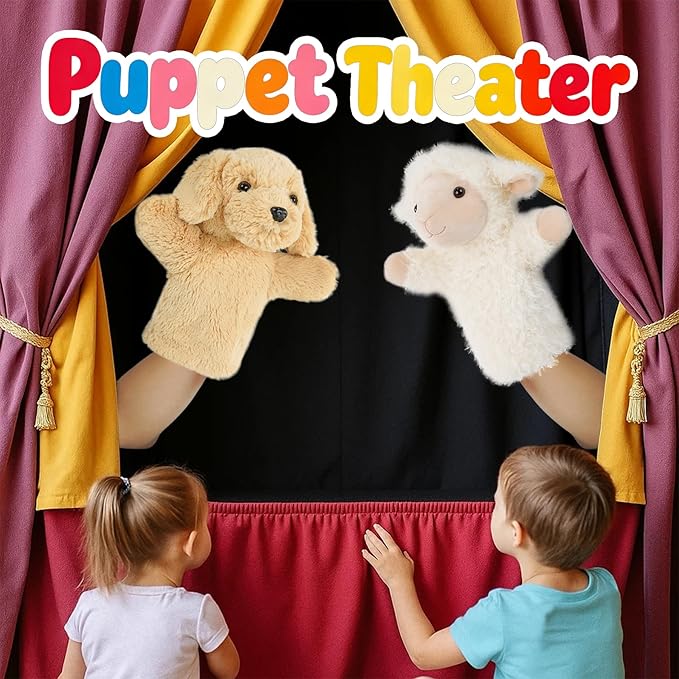 Soft Hand Puppet Domestic Animal Toy Educational Plush for Children Adults Family Fun Interactive Play Storytelling Gift Dog