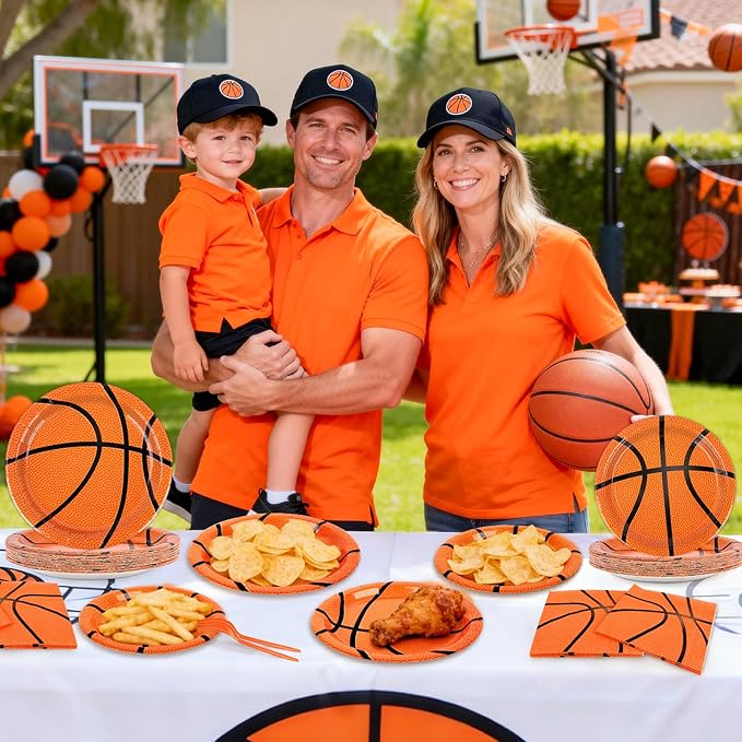 96 Pcs Basketball Party Plates and Napkins Set, Basketball Birthday Party Decorations for Boy Serves 24
