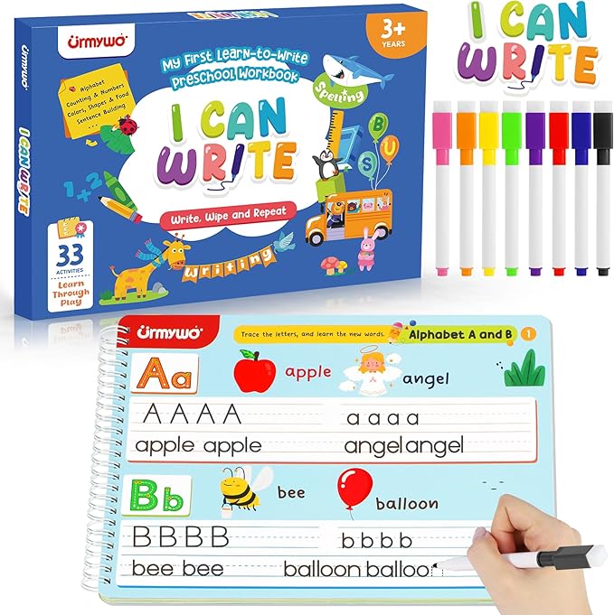 Preschool Learning Activities Kindergarten Workbooks, Toddler Alphabet Learning Educational Toys for 2 3 4 5 Year Old, Writing Practice Tracing Activity Books, Back to School, Easter Basket Stuffers