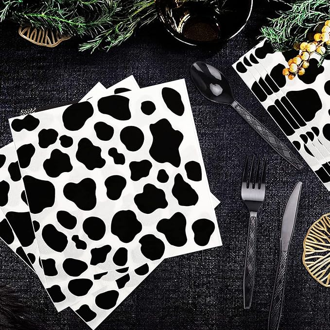 50pcs Farm Animal Napkins - Cow Print Party Supplies, Disposable Napkins for Baby Shower & Birthday Party Decorations