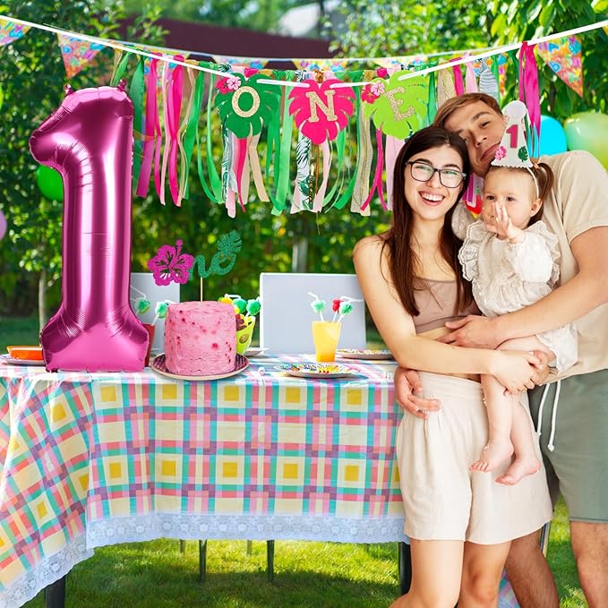 Hawaiian Aloha High Chair Banner for 1st Birthday Party Decoration Tropical Hawaiian Luau One High Chair Tassel Garland Banner for Girls Baby Shower Moana 1st Birthday Party Backdrop Decoration