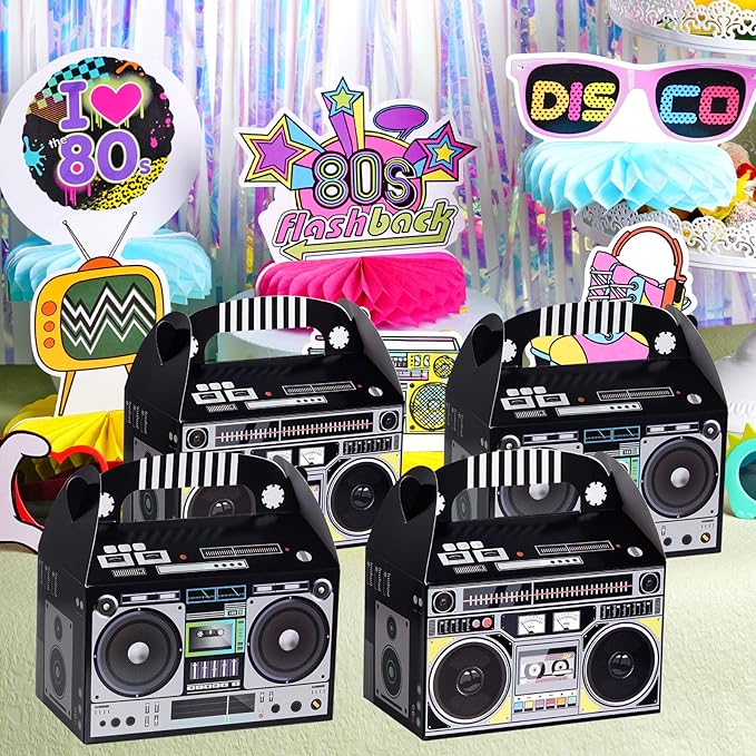 12 Pieces 80s 90s Novelty Boom Favor Boxes Boombox Prop Radio Decorations Table Centerpieces Decor for Retro 1980s Theme Hip Hop Party Favors