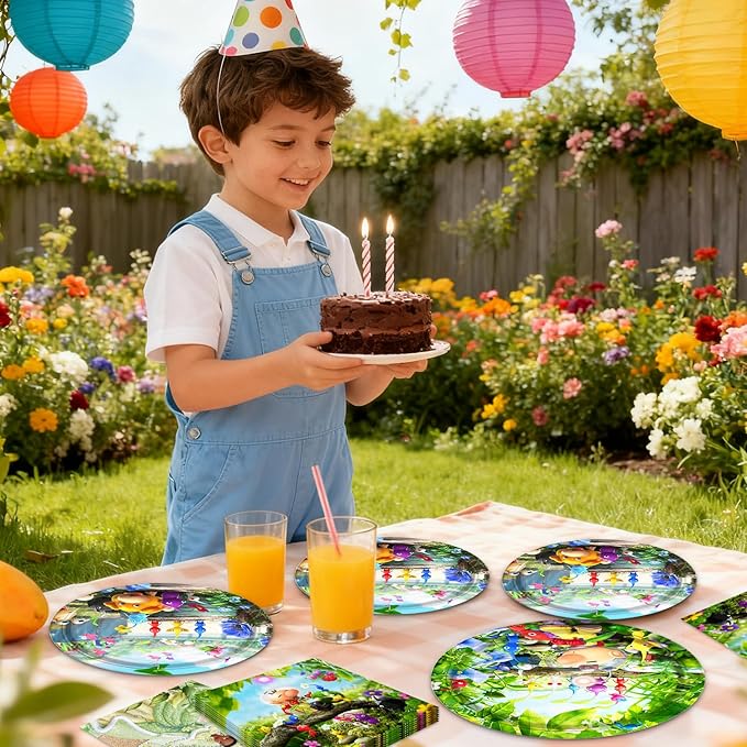 Pikmin Party Supplies 41Pack include 20 plates, 20 napkins 1 tablecloth for birthday party Decoration (Pikmin)