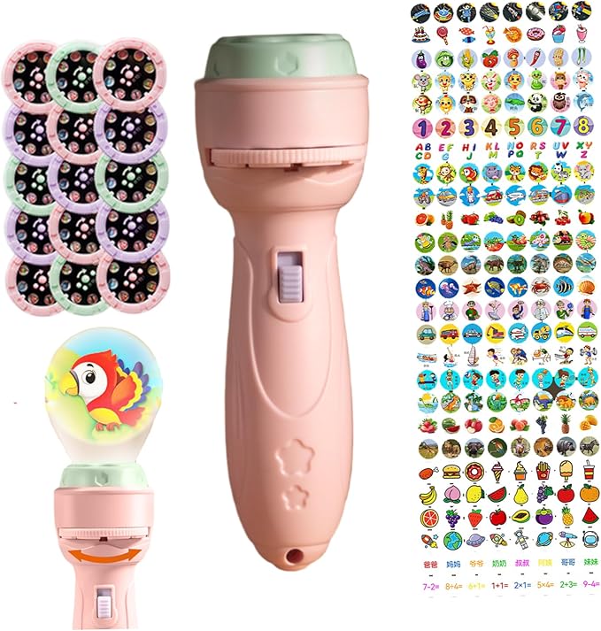 Projector Flashlights for Kids 120 Patterns & 15 Theme Story Projector Fun Play Educational Toy Flashlight for Girls Boys 18 Months+, Style-1