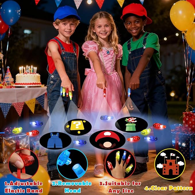 36 Pcs Game Party Favors LED Finger Lights, Glow in the Dark Birthday Party Supplies, Goodie Bag Stuffers Classroom Treasure Box Prizes for Kids