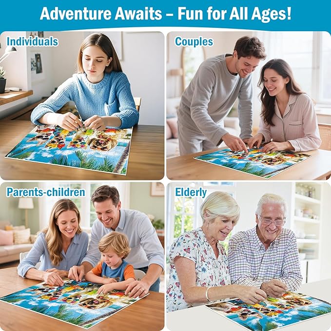 300 Piece Puzzles for Adults,Cute Beach Dog Jigsaw Puzzle for Adults Children Seniors,Large Piece Animal Puzzle for Kids Ages 8-10 10-12,Challenging Funny Corgi Puzzle,Family Game Great Gift 20.5*15in