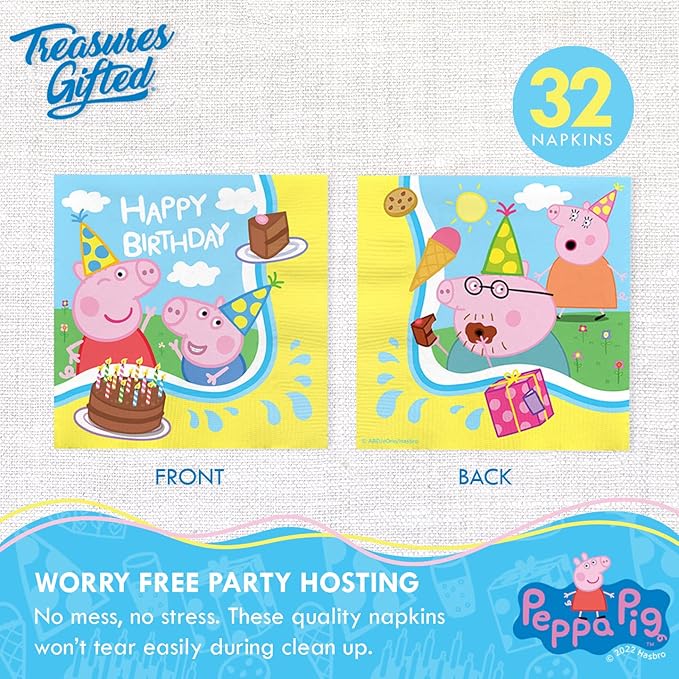 Treasures Gifted Officially Licensed Peppa Pig Birthday Party Supplies - Serves 24 Guests - Complete Set Peppa Pig Party Supplies - Peppa Pig Decorations, Peppa Pig Birthday Banner, Plates & More