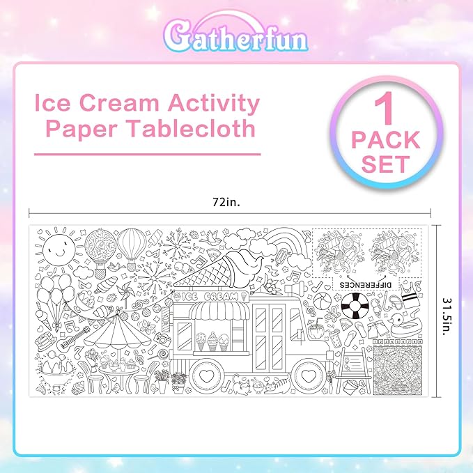 Gatherfun Giant Coloring Poster for Classroom Wall - Versatile 31.5 x 72 Inches SUMMER Activity Poster/Table Cover, School Parties, SUMMER Birthday Party and Special Events Decoration