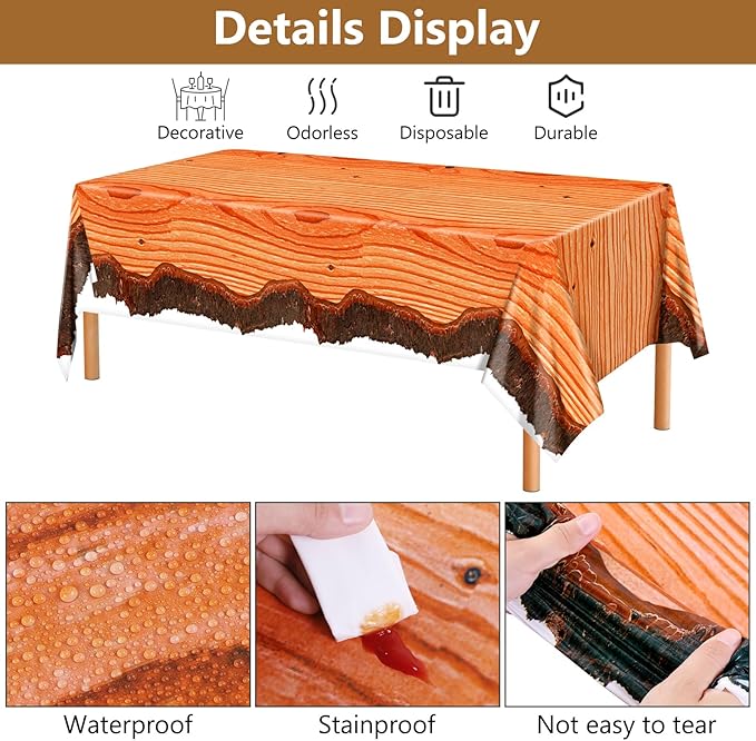 durony 129 Pieces Camping Birthday Party Supply Hunting Party Plate Tablecloth Cup Napkins Wood Slice Tableware Decorations for Kids Camo Hunter Themed Party