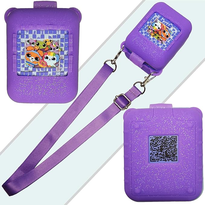 Silicone Case for Bitzee Interactive Toy Digital Pet Case, Protective Skin Cover for Bitzee Virtual Electronic Pets Lanyard Accessories (Purple)