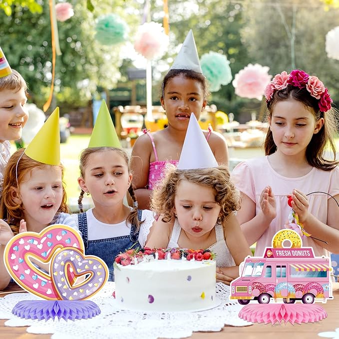 Dianelhal 10 Pieces Donut Table Decorations Donut Time Honeycomb Centerpieces Candyland Party Decorations Grow up Doughnut Birthday Baby Shower Photo Prop Supplies