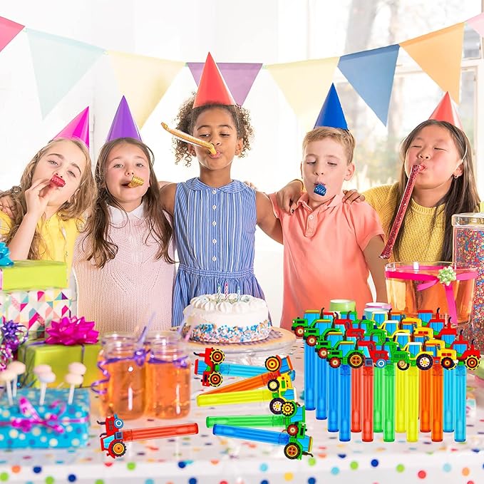 Tractor Party Favors,24Pcs Farm Tractor Bubble Wands for Kids, Cute Bubble Wand for Birthday Party Supplies Classroom Prizes Pinata Goodie Bag Stuffers Gift