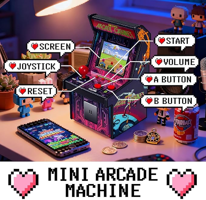 16 Bit Handheld Retro Games Console for Kids Adults, 8-Way Joystick,2.5'' Large Screen Preloaded 220 HD Classic Retro Video Games,,Gift for Kids 4-12