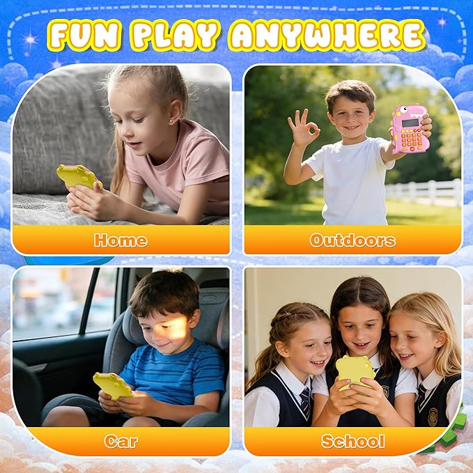 Math Games for Kids Ages 5-12, Portable Kids Calculator Toy, Addition Subtraction Multiplication Division Practice, 4 Logic Modes, 100,000 Questions, Fun Educational Math Toy, Dinosaur Toy for Kids