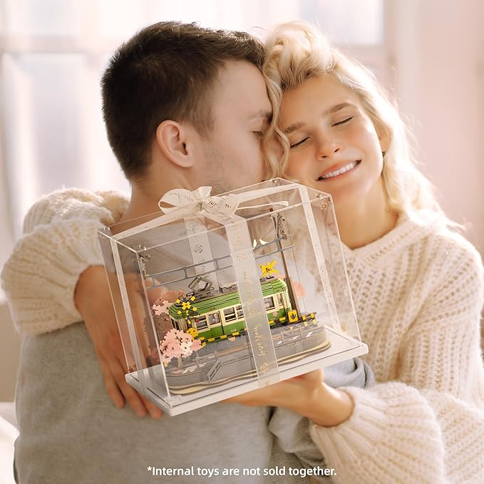 ROBOTIME Acrylic Display Case for Miniature House Building Sets, Clear Dust Cover Dsplay Case for Collectibles Display, Storage Bins with Reserved Wiring Port(10.3x7.2x8.0 inch)