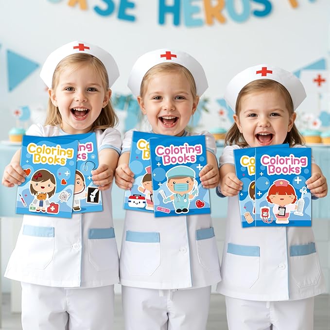 Mini Medical Coloring Books for Kids - 24Pcs Bulk Doctor Nurse Theme Coloring Booklet Medical Theme DIY Art Drawing Book for Toddlers Party Favors Gifts Classroom Reward Home Art Activity Supplies