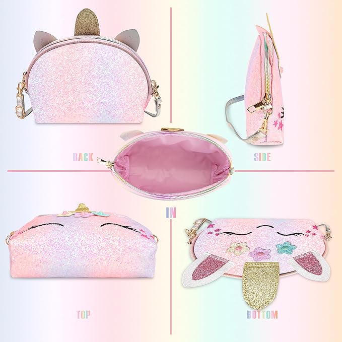 Purse for Little Girls,Girls Jewelry Pretend Play,Unicorn Gifts for girls,Crossbody Bags for Kid