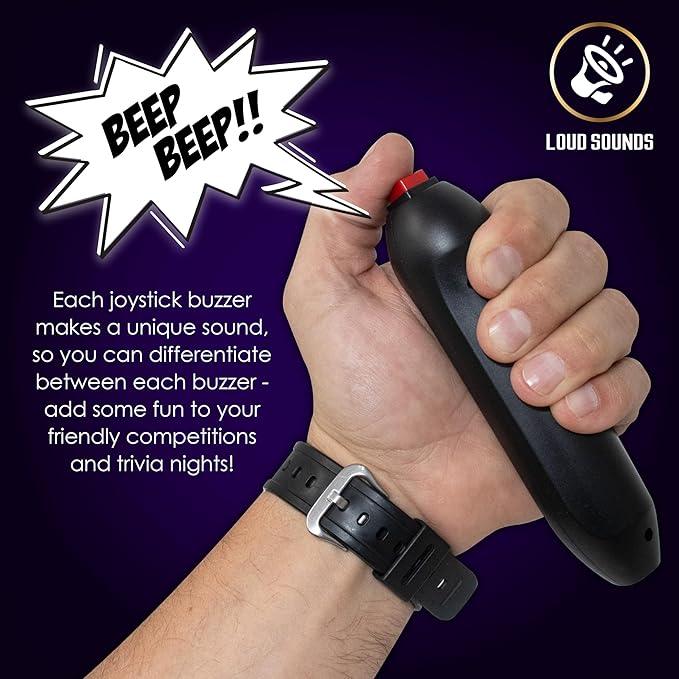 Digital Energy Wireless Handheld Game Buzzer System - Console Displays First Buzz-in - Great for Jeopardy, Family Feud, Trivia and Buzz Games - 8 Joystick Buzzers
