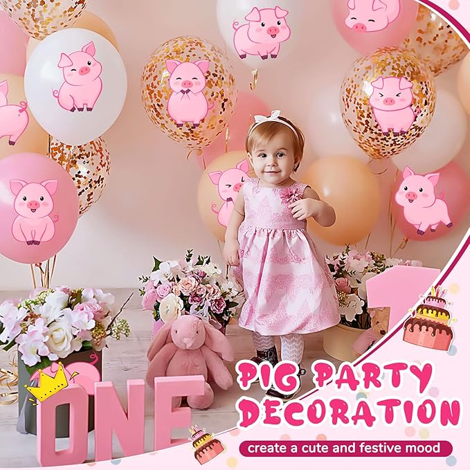 Jecery Pig Print Birthday Party Decorations Farm Animal Themed Party Door Signs Farm Animal Cutouts Banner Piggy Supplies for Kids Indoor Home Outdoor Banner Porch Sign for Birthday Baby Shower