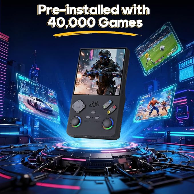 2025 New V40 Max Retro Handheld Game Console, 40000 Preloaded Games, 256GB Expandable Storage, 4 Inch IPS HD Screen, Portable Gaming Device with Long Battery Life (Black)