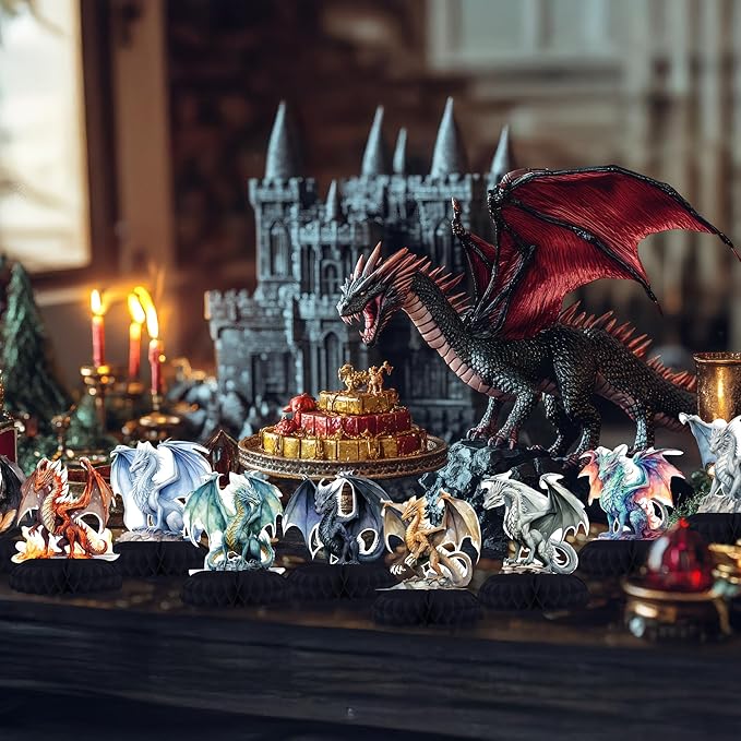 12 Pack Dragon Table Decorations - Dragon Party Decorations for Kids' Birthday and Themed Events - Dragon Table Toppers