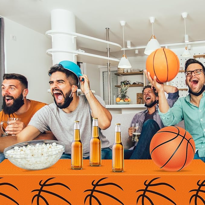 Mixweer 6 Pcs Basketball Plastic Tablecloth Birthday Party Decorations 54 x 108 Inch Basketball Field Rectangular Plastic Table Cover for Sports Theme Fan Sports Event Game Day Birthday Party Supplies