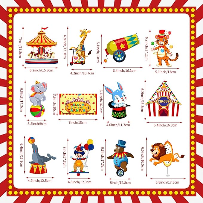58 Pcs Carnival Circus Theme Party Decorations Circus Animal Hanging Swirl Decorations Carnival Hanging Swirl Ceiling Streamers Decor for Kids Girls Boys Birthday Baby Shower Party Favor