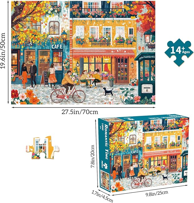 Jigsaw Puzzles for Adults 1000 Pieces, Interlock Perfectly Letter on Back No Dust, Home Decor Birthday Party Gift Toy for Men Women Elders Seniors, 1:1 Poster-Romantic Time
