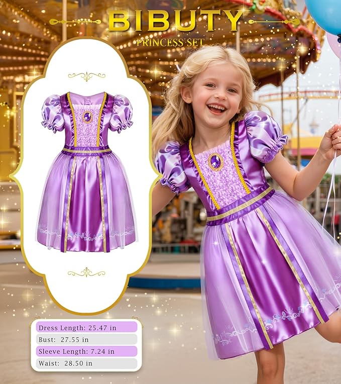 Princess Dress Up Clothes for Little Girls Toddler Dress Up Clothes for Girls 3-6, BIBUTY Pretend Play Princess Costume Set with Princess Crown Cape, Princess Toys Cosplay Birthday Party Gift for Girl