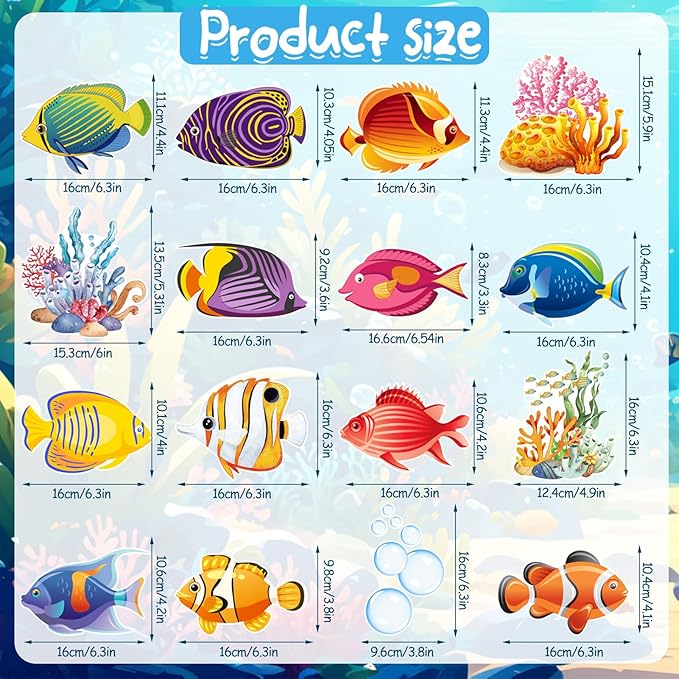 36pcs Tropical Fish Hanging Swirls Under The Sea Party Decor Ocean Themed Party Swirls Streamers Supplies for Boys Girls Kids Mermaid Creatures Baby Shower Decorations