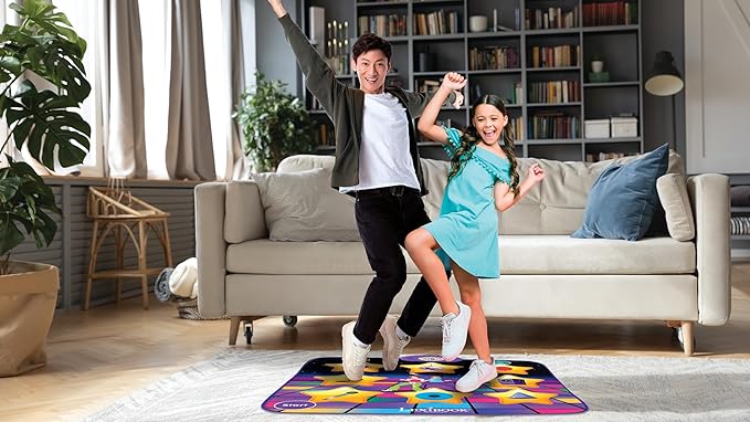 LEXiBOOK, Electronic Dance Floor Mat, Illuminated Keys, Built-in Speaker, Purple/Yellow, DM10