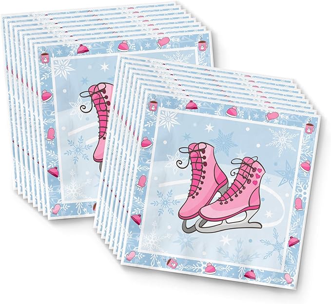 Ice Skating Birthday Party Supplies Set Plates Napkins Cups Tableware Kit for 16