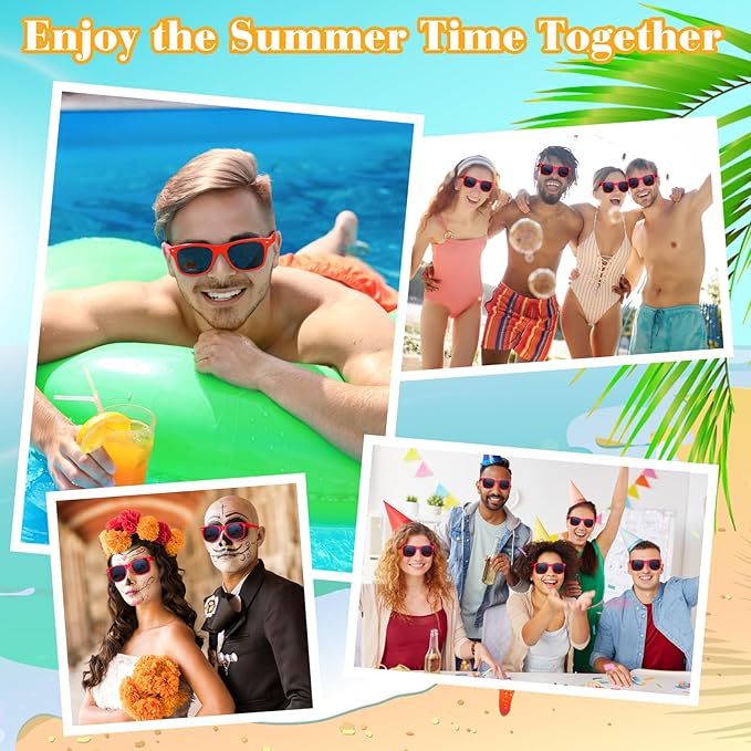 ASTARON 12 Pack Party Sunglasses Bulk Neon Party Favors for Beach Wedding Party Pool Party Supplies