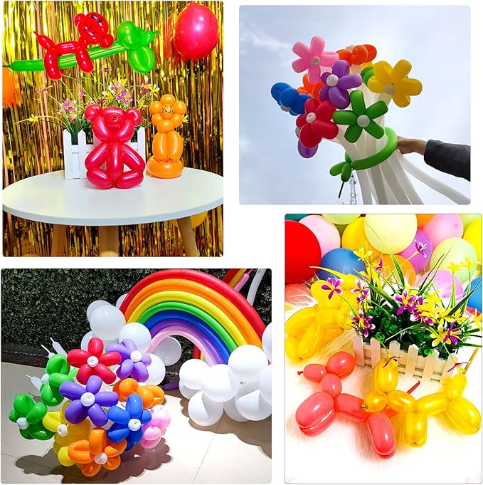 Pink 260 Long Skinny Twisting Animal Balloons, Rainbow Balloons for Animal Shapes Carnival Festival Party Supplies 100pcs