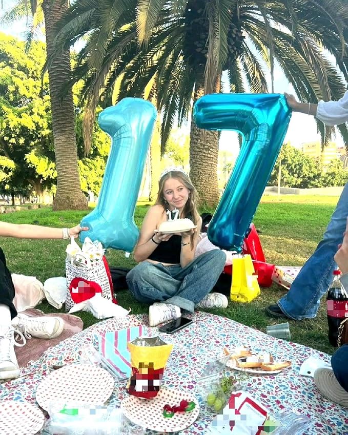 Blue Number 7 Birthday Balloon 40 Inch, Digital Balloons for 7 17 27 70 77 Party Celebration Decorations Supplies,Blue Mylar Foil Numbers Balloon for Seven Wedding Anniversary