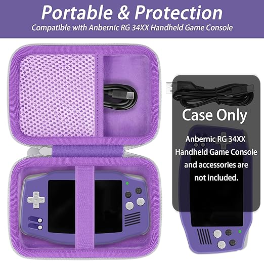 khanka Hard Travel Case Replacement for Anbernic RG34XX Handheld Game Console,Case Only. (Purple)