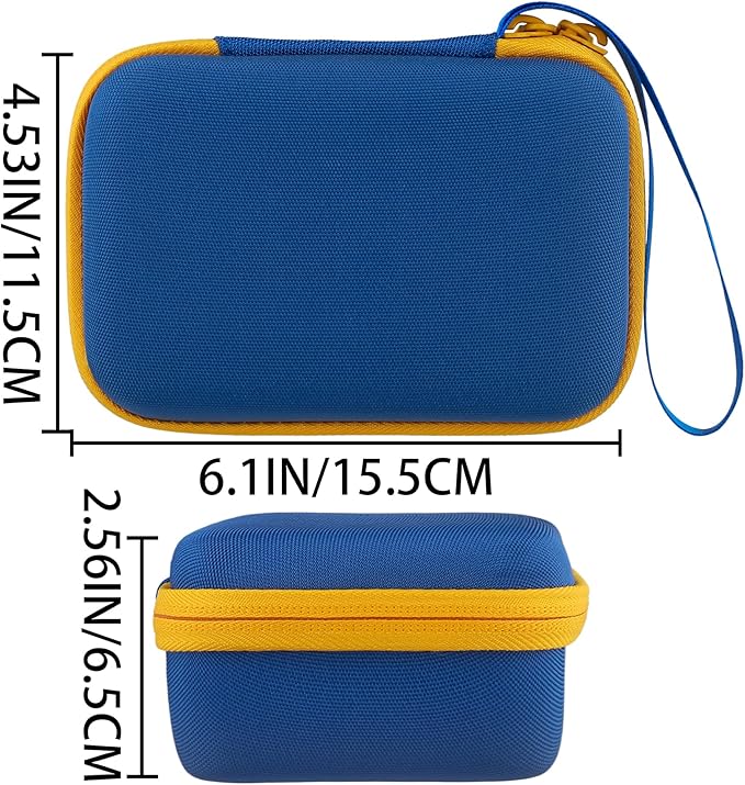 co2CREA Hard Case Compatible with Yoto Mini 2024 Edition Kids Audio Music Player Children Speaker Plays Audiobook Cards Radio and Card Holder Hold up to Yoto 36 Cards, Blue Case + Yellow Zipper