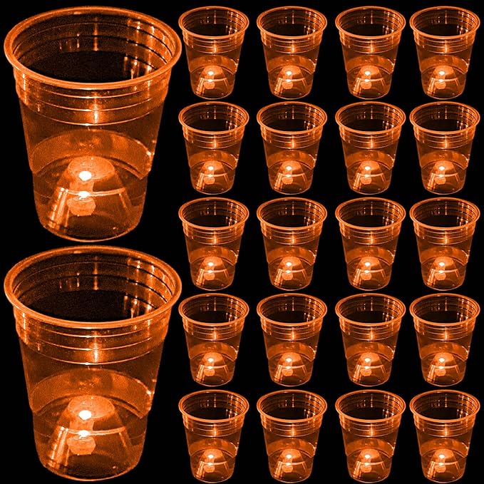 mishunyus 40 Pack Orange Cup, Party Cups, Glow Orange Cups Party Cups-16 oz Suitable for Both Night and Day Party Decoration Supplies