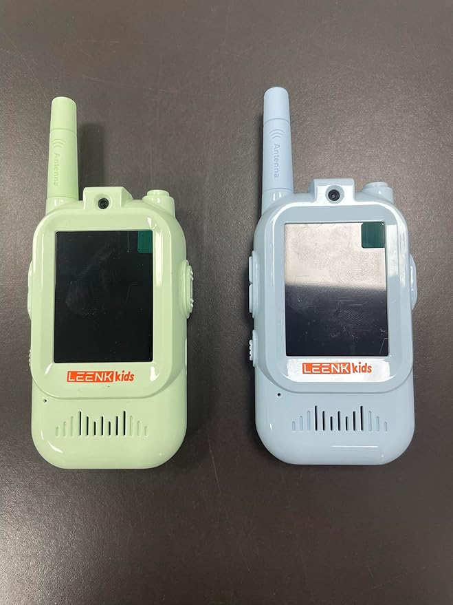 LEENK Kids Video Walkie Talkies 2 Pack – Rechargeable Video Intercom Handheld, Indoor & Outdoor Range, Easy Use for Ages 3-12, Eco ABS, Clear Voice & Long Distance Communication (Blue & Green)