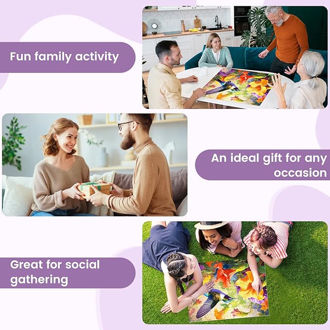 500 Piece Puzzle for Adults, Jigsaw Puzzles,Flower Hummingbird Jigsaw Puzzles 500 Pieces Birthday Party for Family Adults Funny Puzzle