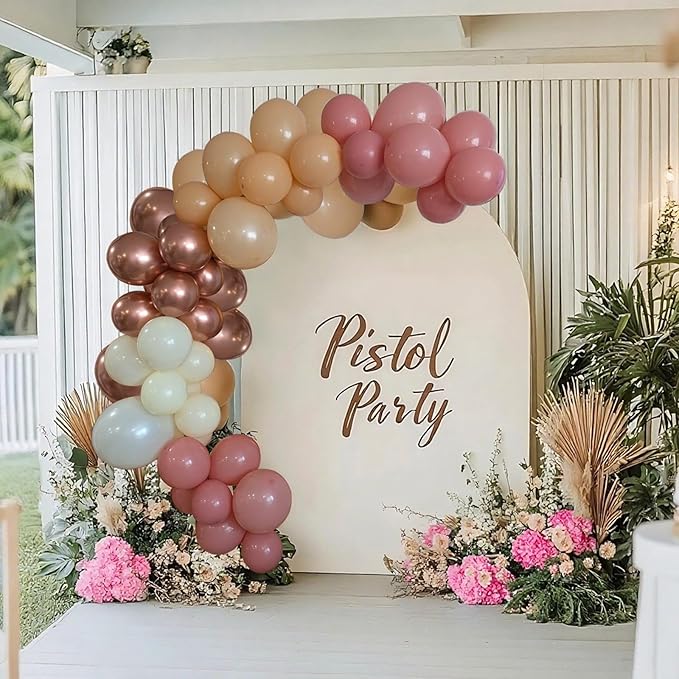 CVPARTON Retro Blush Pink Balloons 55 Packs 12 Inch Dusty Pink Metallic Chrome Rose Gold Nude Ivory White Balloons for Birthday Girls Boho Baby Shower Bridal Shower Wedding Themed Princess Party