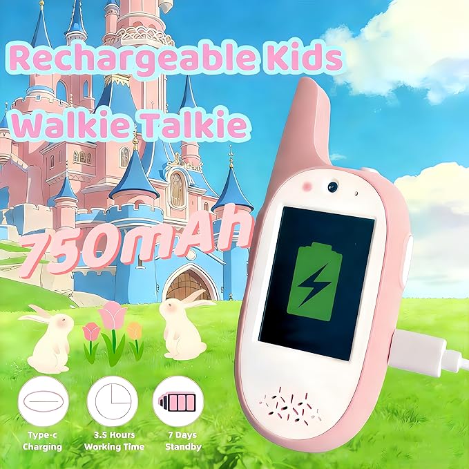 Upgrated Video Walkie Talkies for Kids, Kids Walkie Talkies 2 Pack with Voice Changer, Outdoor Toys for Family Games, Outside, Adventure, Camping, Hiking for Boys Girls Ages 3-12