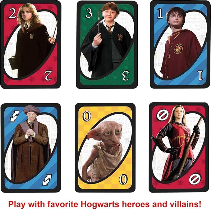 Mattel Games UNO Harry Potter Card Game in Storage Tin for Kids, Adults & Parties, Collectible Deck Based on Popular Series for 2 to 10 Players