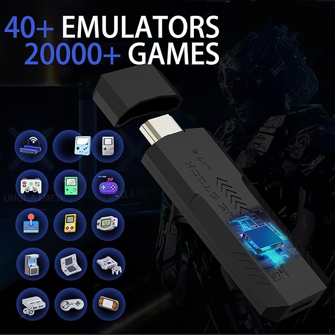 20000+ Games Retro Wireless Game Stick - Retro Game Console with 40 Emulators , 4K HD Output System, Plug and Play Video Game Consoles with 64GB TF Card, 2.4G Wireless Controllers