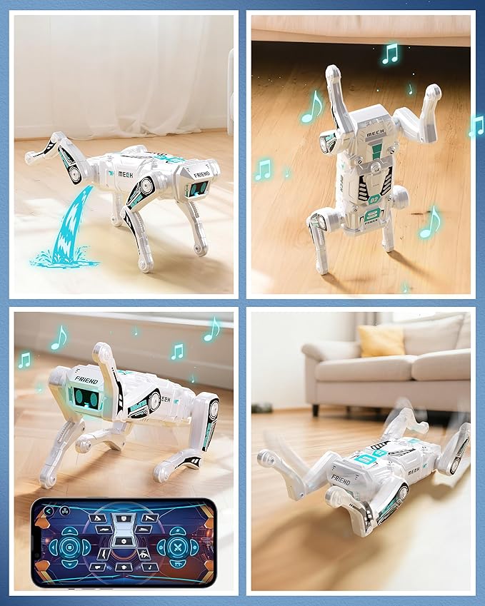 Smart Robot Dog for Kids 3-12, App & Remote Control RC Stunt Puppy with 2 Batteries, Programmable STEM Toy with AI Emotion Mode & 30+ Actions - Interactive Electronic Pet Gift for Boys Girls