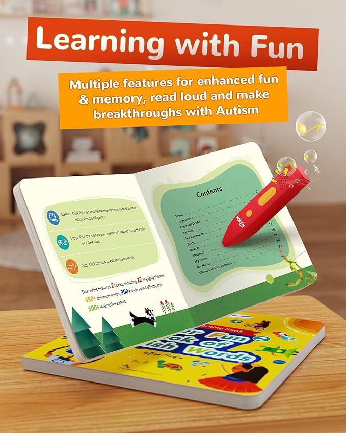 KOKODI Talking Books Sets, Interactive Audio Sound Books Kids Learning Electronic Toys for Boys Girls, Autism Sensory Games, Early Educational Gifts Birthday Gifts for Toddlers Kids Age 2 3 4 5