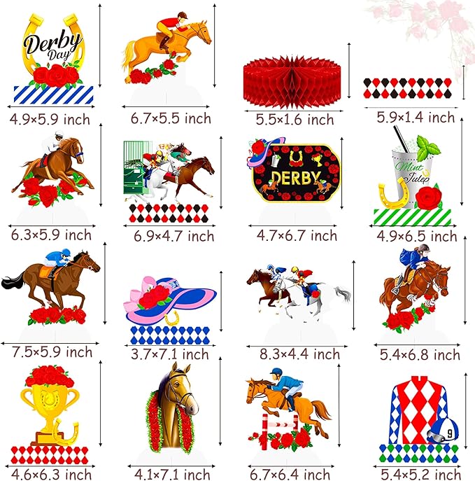 umoni 14pcs Derby Horsing Honeycomb Centerpieces Derby Horse Decorations Horse Racing Game Party Supplies Derby Party Table Decoration for Derby Day Festival Decor