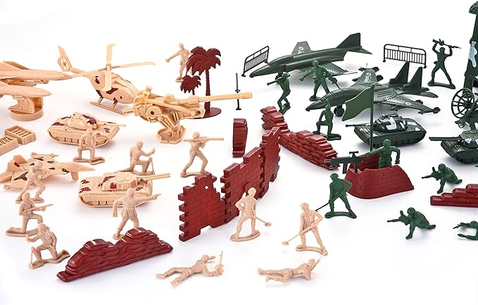 JOYIN 164 Piece Military Soldier Playset Army Men Play Bucket Army Action Figures Battle Group Deluxe Military Playset, Aircrafts, Helicopters, Tanks with Bucket, Easter Basket Stuffers