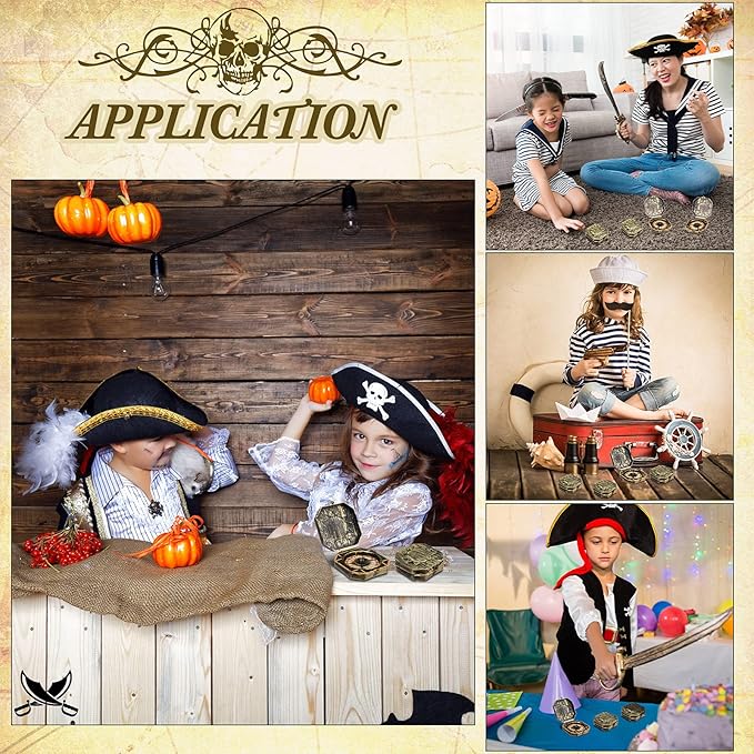 12 Pieces Pirate Party Favor Supplies, Plastic Compass for Kids Antique Captain Toy, Mini Compass Theme Party Decoration for Halloween Birthday, Cosplay Costume (Bronze)